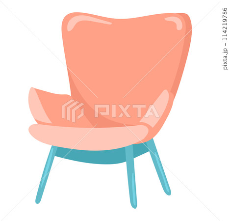 Armchair in flat design. Classic red armchair with wide back and legs. Vector illustration isolated. Armchair in flat design. Classic red armchair with wide back and legs. Vector illustration isolated. 114219786