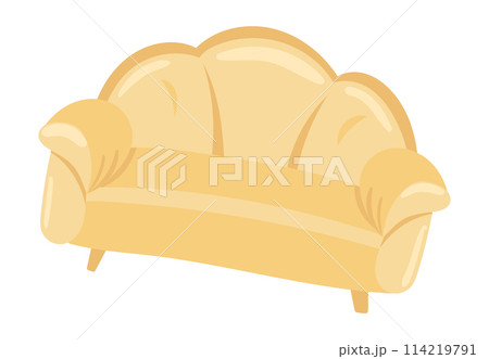 Elegance sofa in flat design. Shiny leather couch with curved back. Vector illustration isolated. Elegance sofa in flat design. Shiny leather couch with curved back. Vector illustration isolated. 114219791