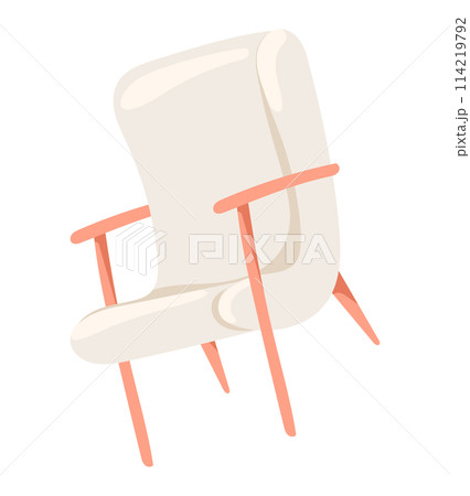 Armchair with wooden legs and handles in flat design. Scandinavian style chair. Vector illustration isolated. Armchair with wooden legs and handles in flat design. Scandinavian style chair. Vector illustration isolated. 114219792