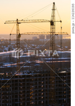 Construction of modern high-rise residential buildings. Timelapse Construction of modern high-rise residential buildings. Timelapse 114220193