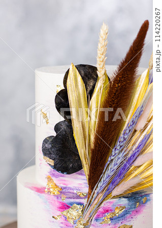 Delicious beautiful and elegant baked cheese cake with lavender Delicious beautiful and elegant baked cheese cake with lavender 114220267