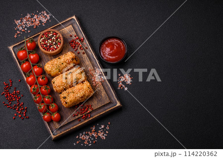 Delicious hearty vegetarian or vegan dish in the form of cutlets or patties Delicious hearty vegetarian or vegan dish in the form of cutlets or patties 114220362