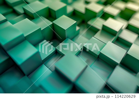 Emerald Cubes Creating a Modern Geometric Pattern 114220629