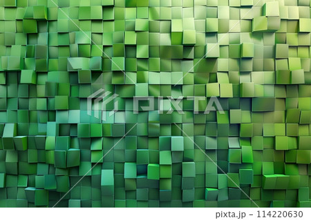 Intricate 3D Green Cubes Forming a Textured Wall 114220630