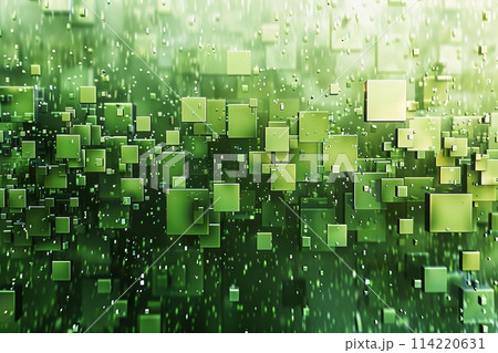 Floating Green Cubes in a Dynamic Abstract Space 114220631