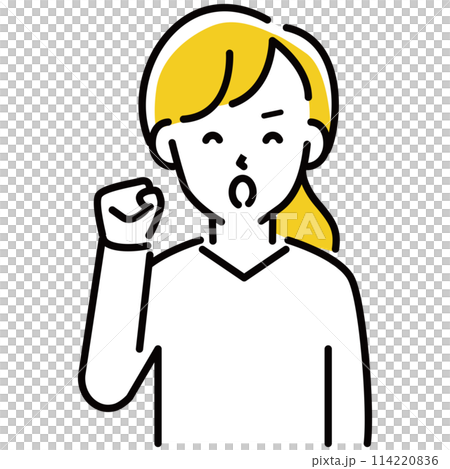 定番　伝わる 人物イラスト　ガッツポーズ　20代女性 114220836
