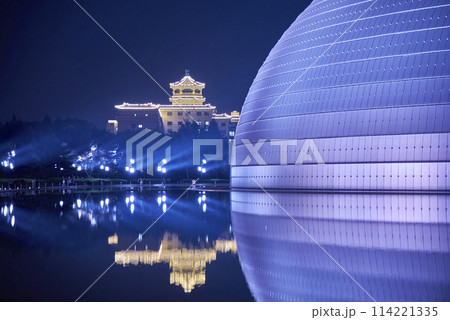 National Centre for the Performing Arts NCPA at night in Beijing, China 114221335