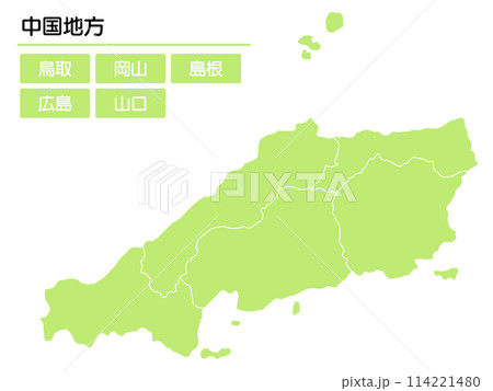 シンプルな緑の中国地方 シンプルな緑の中国地方 114221480