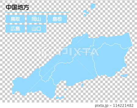 シンプルな水色の中国地方 114221482