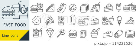 ベクターのファストフードのアイコンセット 114221526