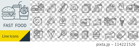ベクターのファストフードのアイコンセット 114221526