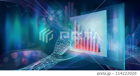 Abstract infographics on the theme of AI and financial technology on a beautiful background Abstract infographics on the theme of AI and financial technology on a beautiful background 114222020