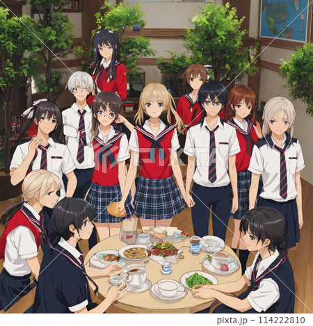 学生交流の場: 学園生活のイベントイラスト AI生成画像 114222810