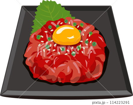 黒角皿の牛肉ユッケ 黒角皿の牛肉ユッケ 114223291