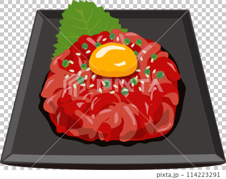 黒角皿の牛肉ユッケ 黒角皿の牛肉ユッケ 114223291