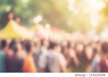 Blur image of night market festival with bokeh for background usage. Blurred background design 114224209