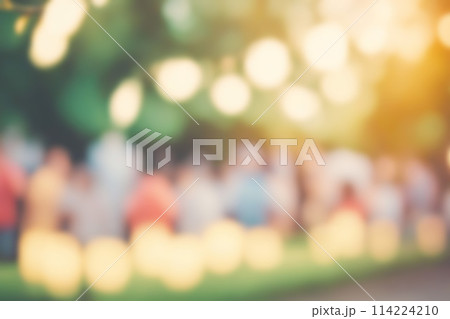 Blur image of night market festival with bokeh for background usage. Blurred background design 114224210