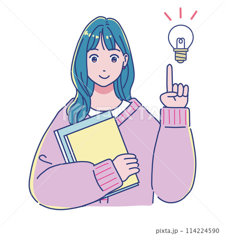 本を持つアニメ風の女子学生 アイデア 本を持つアニメ風の女子学生 アイデア 114224590