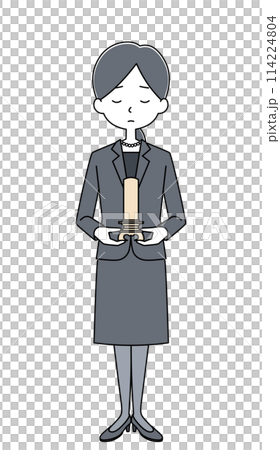 身穿喪服、手持牌位的婦女插畫 身穿喪服、手持牌位的婦女插畫 114224804