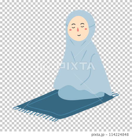 sticker template with muslim girl praying cartoon sticker template with muslim girl praying cartoon 114224848
