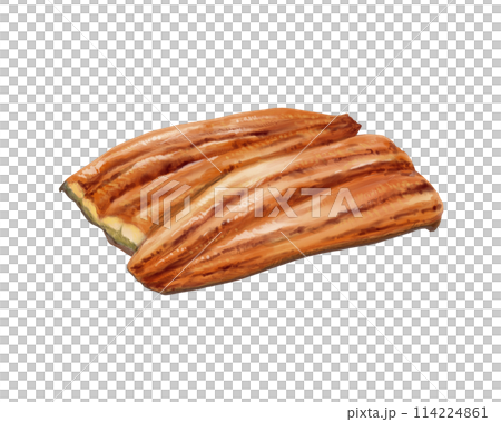 蒲燒鰻魚的寫實水彩插圖(褐色) 蒲燒鰻魚的寫實水彩插圖(褐色) 114224861