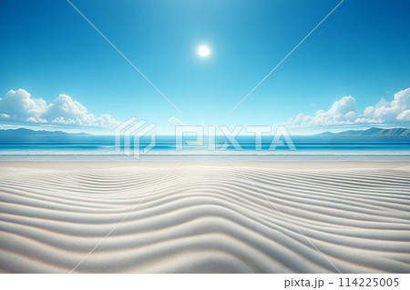 AI生成画像：青い海と白い砂浜 114225005