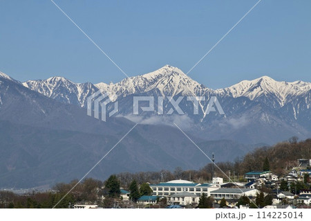 松本城・天守からの眺め・西・常念岳（長野県・松本市） 114225014