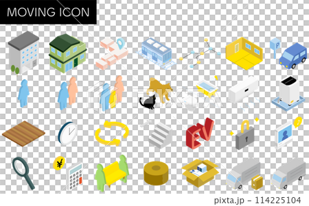 Searching for a rental property: Moving icon set, isometric illustration 114225104