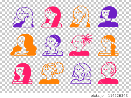 各種髮型的女性插畫1 114226348