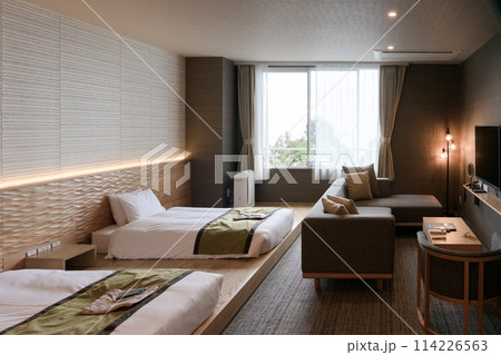 ホテルのツインベッドルーム 114226563