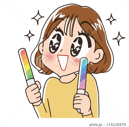 推し活をする女性 114226879