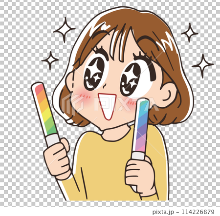 推し活をする女性 114226879