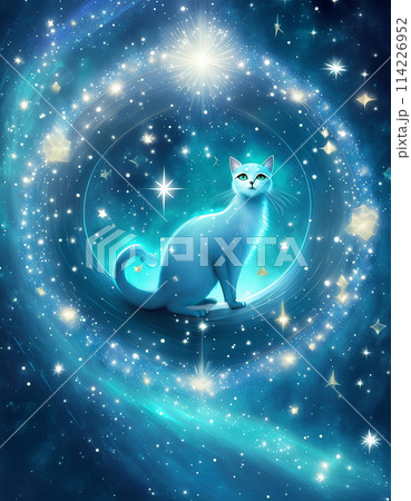 満点の星空を眺める猫のイラスト素材 [114226952] - PIXTA