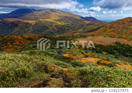 天馬尾根から見る紅葉の栗駒山 114227475