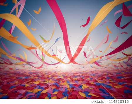 風になびく色鮮やかなリボン, generative ai 風になびく色鮮やかなリボン, generative ai 114228516