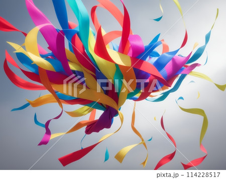 風になびく色鮮やかなリボン, generative ai 風になびく色鮮やかなリボン, generative ai 114228517