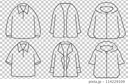 Loose and simple white clothing set 2 Line drawing Loose and simple white clothing set 2 Line drawing 114229109