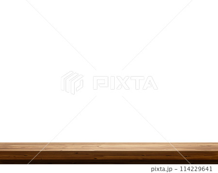 empty wooden table front view isolated on white background 114229641