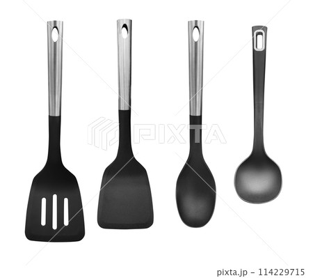 Ladle, turner, kitchen utensils isolated on white 114229715
