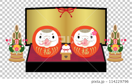 2025 Year of the Snake Pair of red snakes and a gold screen 114229796