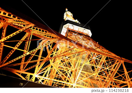 真下から見上げた東京タワー 114230218