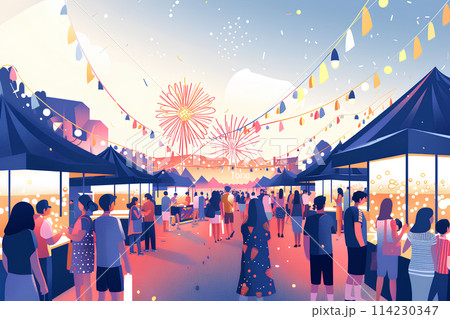 夏祭りと花火 夏祭りと花火 114230347