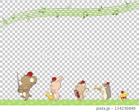 Frame of animals walking with musical instruments 114230840