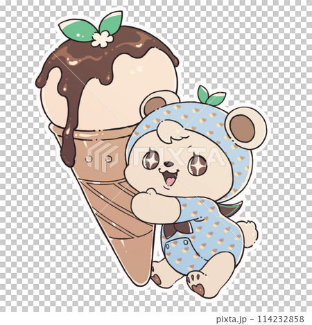 Vanilla Ice Cream Cone with Polar Bear 114232858