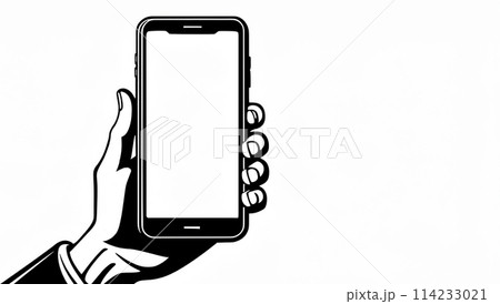スマートフォンを持つ手 114233021