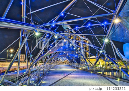 夜のHelix bridgeからのマリーナベイサンズ 114233221