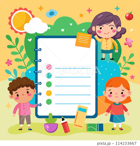 Children's Template A group of children are standing around a blank sheet of paper with a pencil. Children's Template A group of children are standing around a blank sheet of paper with a pencil. 114233667