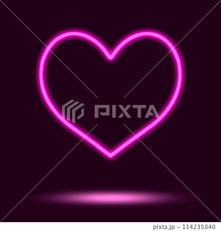 Purple neon glowing heart poster Purple neon glowing heart poster 114235840