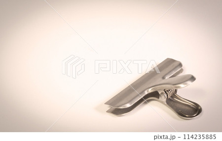 Metal bag clip, isolated on white 114235885