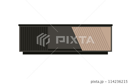 Chest of drawers, bedside table set vector. Wooden textures. Cartoon house equipment for interior. Illustration of furniture isolated Chest of drawers, bedside table set vector. Wooden textures. Cartoon house equipment for interior. Illustration of furniture isolated 114236215